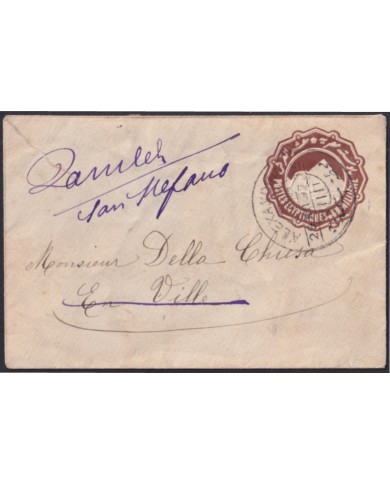 F-EX45339 EGYPT 1897 1m POSTAL STATIONERY COVER ALEXANDRIE PYRAMIDS & SPHINX.