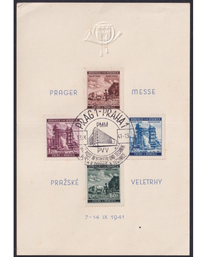 F-EX37644 CZECHOSLOVAKIA 1941 SPECIAL CANCELS BOHEME MORAVIA PRAGA FAIR.