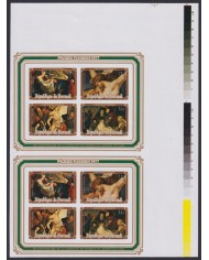 F-EX44103 BURUNDI MNH 1977 YV.B103/4 UNCUT PROOF IMPERF CHRISTMAS NAVIDAD PAINTING ART.