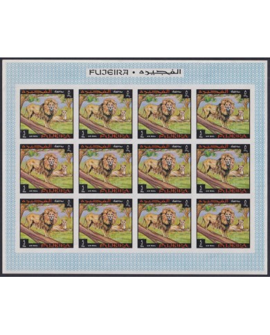 F-EX44106 SOUTH ARABIA FUJEIRA MNH MI.302/10 PROOF IMPERF AFRICAN FAUNA MAMMALS