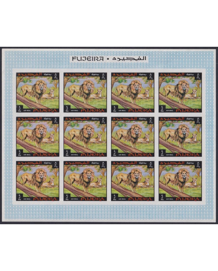 F-EX44106 SOUTH ARABIA FUJEIRA MNH MI.302/10 PROOF IMPERF AFRICAN FAUNA MAMMALS