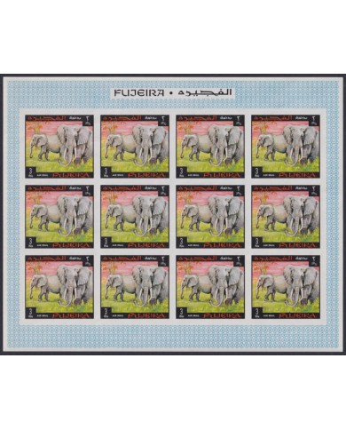 F-EX44106 SOUTH ARABIA FUJEIRA MNH MI.302/10 PROOF IMPERF AFRICAN FAUNA MAMMALS