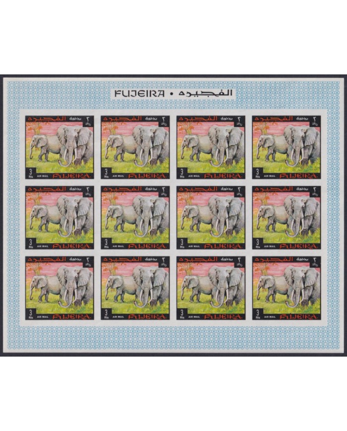 F-EX44106 SOUTH ARABIA FUJEIRA MNH MI.302/10 PROOF IMPERF AFRICAN FAUNA MAMMALS