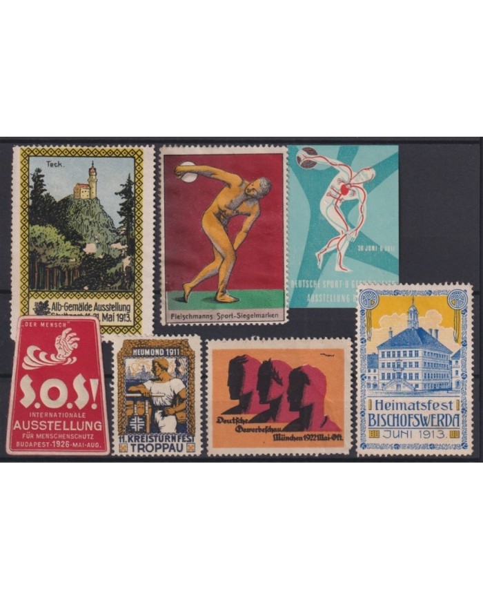 F-EX17301 GERMANY ALEMANIA CINDERELLA STAMPS LOT MH â NO GUM LOT DISCOBOLO MIRON.