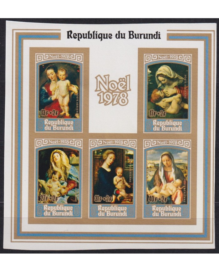 F-EX45485 BURUNDI MNH 1978 YV.B106A PROOF IMPERF CHRISTMAS NAVIDAD PAINTING ART.