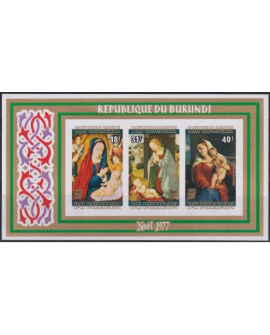F-EX45486 BURUNDI MNH 1977 YV.B101 PROOF IMPERF CHRISTMAS NAVIDAD PAINTING ART.