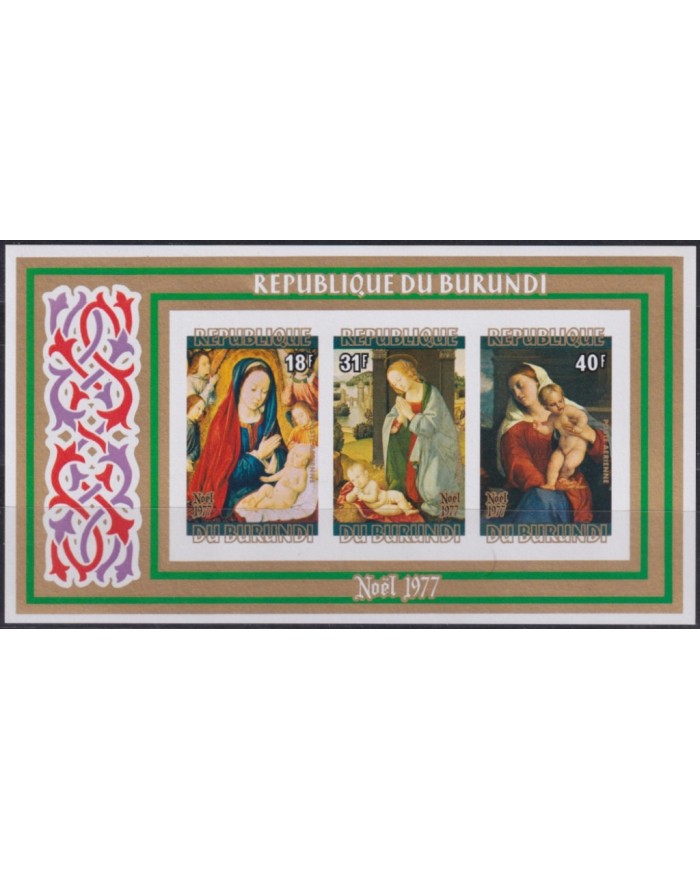 F-EX45486 BURUNDI MNH 1977 YV.B101 PROOF IMPERF CHRISTMAS NAVIDAD PAINTING ART.
