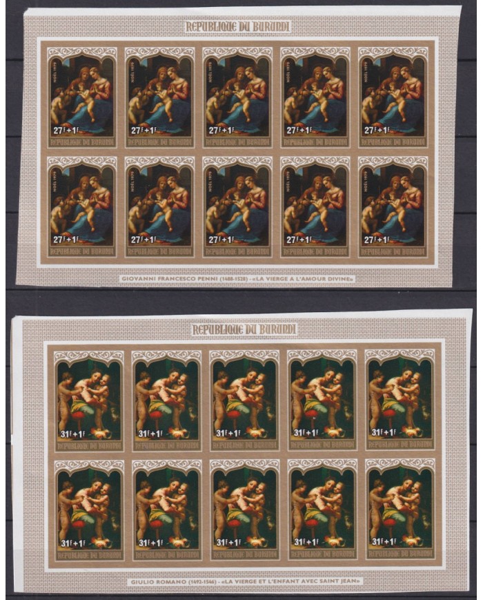 F-EX45495 BURUNDI MNH 1979 UNCUT PROOF IMPERF CHRISTMAS NAVIDAD PAINTING ART.