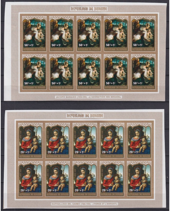 F-EX45495 BURUNDI MNH 1979 UNCUT PROOF IMPERF CHRISTMAS NAVIDAD PAINTING ART.