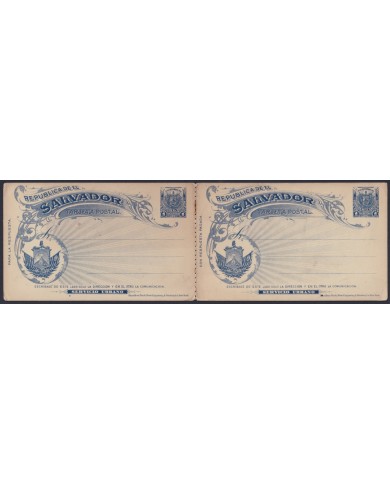 F-EX45606 EL SALVADOR 1896  POSTAL STATIONERY 1c SERV URBANO WITH RESPONSE.