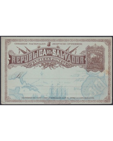 F-EX45616 EL SALVADOR 1892 POSTAL STATIONERY 2c DISCOVERY COLUMBUS.