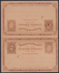 F-EX45620 EL SALVADOR 1890 POSTAL STATIONERY 2c REPUBLIC WITH RESPONSE.