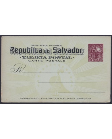 F-EX45626 EL SALVADOR 1894 POSTAL STATIONERY 3c REPUBLIC VOLCANO.