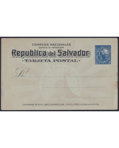 F-EX45627 EL SALVADOR 1894 POSTAL STATIONERY 2c REPUBLIC VOLCANO.