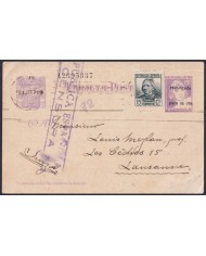 F-EX45685 SPAIN ESPAÑA 1937 STATIONERY CARD 25c OVERPRINT CENSORSHIP SWITZERLAND.