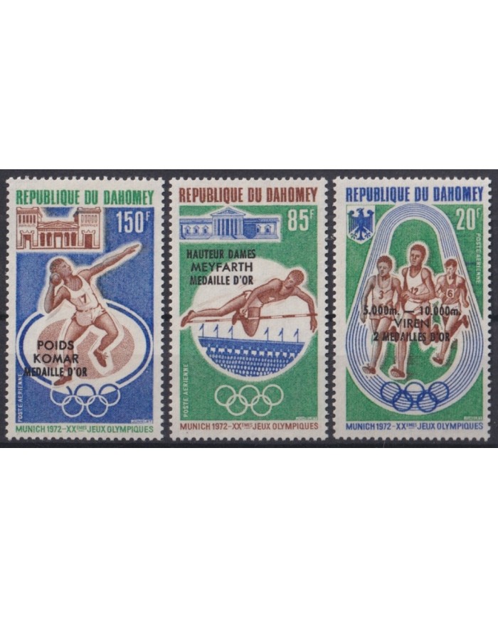 F-EX45659 DAHOMEY MNH 1972 MUNICH OLYMPIC GAMES ATHLETISM WINNER OVERPRINT.