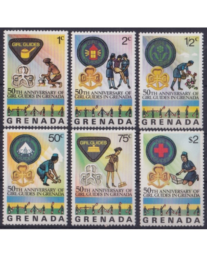 F-EX45375 GRENADA MNH 1976 50th ANNIV WOMAN BOYS SCOUTS GIRL GUIDE.