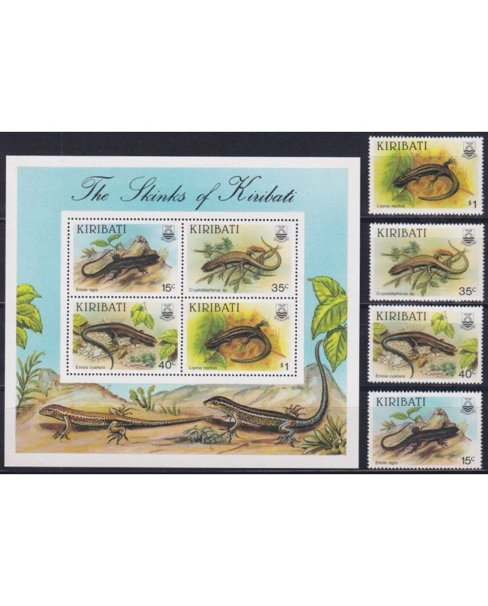 F-EX45061 KIRIBATI MNH 1987 WILDLIFE LIZARD GECKO SKINKS.
