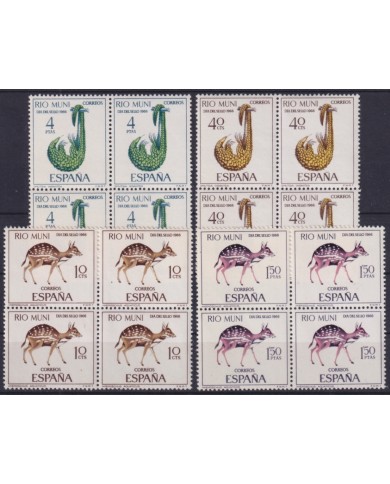 F-EX45587 RIO MUNI ESPAÑA SPAIN MNH 1966 WILDLIFE PANGOLIN BLOCK 4.