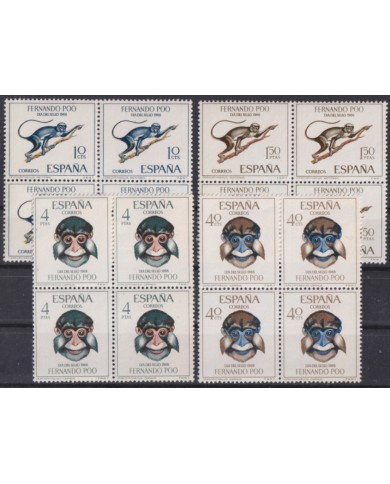 F-EX45562 FERNANDO POO ESPAÑA SPAIN MNH 1966 STAMPS DAY MONKEY BLOCK 4.