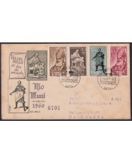 F-EX45733 RIO MUNI SPAIN 1960 REG FDC STAMP DAY TO BARCELONA.