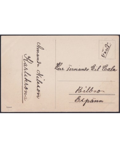F-EX45872 SWEDEN SUEDE SVERIGE 1913 POSTCARD STOCKHOLM TO BILBAO SPAIN.