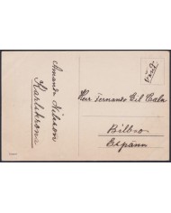 F-EX45872 SWEDEN SUEDE SVERIGE 1913 POSTCARD STOCKHOLM TO BILBAO SPAIN.