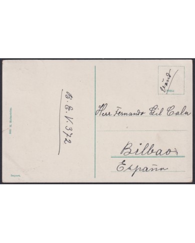 F-EX45873 SWEDEN SUEDE SVERIGE 1914 POSTCARD STOCKHOLM THEATRE BILBAO SPAIN.
