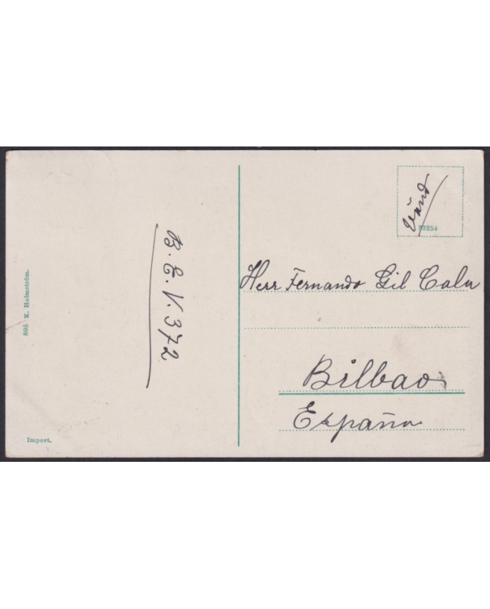 F-EX45873 SWEDEN SUEDE SVERIGE 1914 POSTCARD STOCKHOLM THEATRE BILBAO SPAIN.