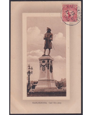 F-EX45874 SWEDEN SUEDE SVERIGE 1913 POSTCARD KARLSKRONA CARL XI BILBAO SPAIN.