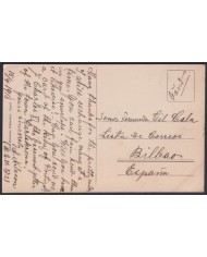 F-EX45874 SWEDEN SUEDE SVERIGE 1913 POSTCARD KARLSKRONA CARL XI BILBAO SPAIN.