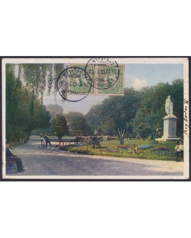 F-EX45877 SWEDEN SUEDE SVERIGE 1913 POSTCARD STOCKHOLM PARK TO BILBAO SPAIN.