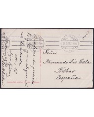 F-EX45877 SWEDEN SUEDE SVERIGE 1913 POSTCARD STOCKHOLM PARK TO BILBAO SPAIN.