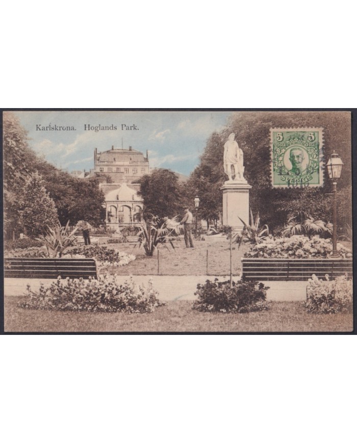 F-EX45880 SWEDEN SUEDE SVERIGE 1913 POSTCARD KARLSKRONA LISTA BILBAO SPAIN.