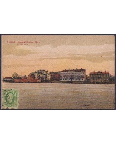 F-EX45885 SWEDEN SUEDE SVERIGE 1913 POSTCARD KARLSTAD RIVER TO BILBAO SPAIN.