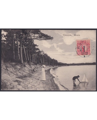 F-EX45888 SWEDEN SUEDE SVERIGE 1912 POSTCARD VARAMON MOTALA TO BILBAO SPAIN.