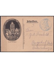 F-EX45901 GERMANY WWI ILLUSTRATED FELDPOST EAGLE CANCEL 191? HALTERN INMOBILE.
