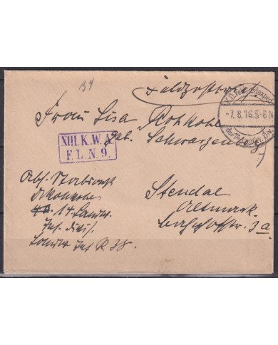 F-EX45903 GERMANY WWI FELDPOST 1916 14 LANDW DIV.