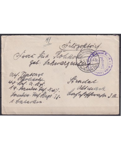 F-EX45914 GERMANY WWI FELDPOST 1916 14 LANDW DIV.