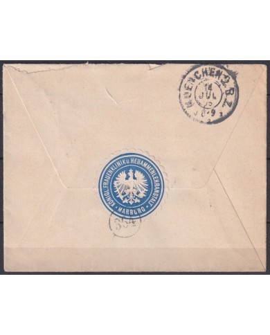 F-EX45921 GERMANY FELDPOST 1905 MARBURG FREI AVERS Nº21 KGL PR UNIVERSITAT.
