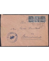 F-EX45429 GERMANY 1922 PRE-INFLATION DOUBLE USE BREMERVORDE TO GEESSEMUNDE.