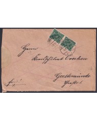 F-EX45429 GERMANY 1922 PRE-INFLATION DOUBLE USE BREMERVORDE TO GEESSEMUNDE.