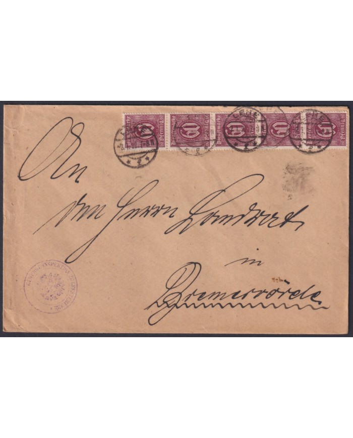 F-EX45431 GERMANY 1922 INFLATION COVER LEHE TO BREMERVORDE.