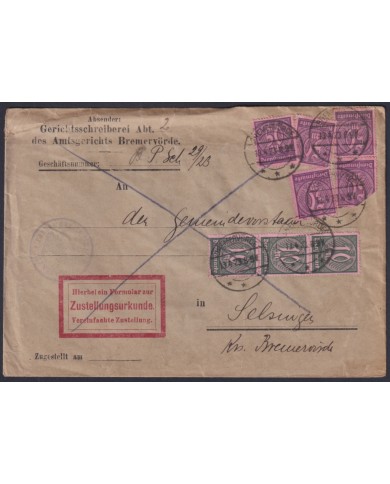 F-EX45442 GERMANY 1923 INFLATION COVER OFICIAL BREMERVORDE.