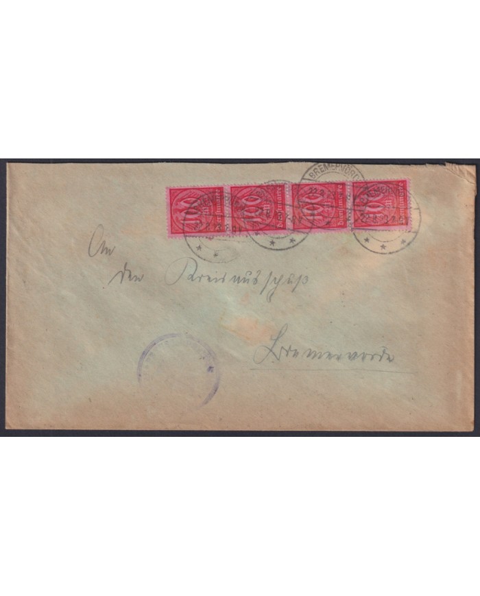 F-EX45444 GERMANY 1923 INFLATION COVER OFICIAL BREMERVORDE.