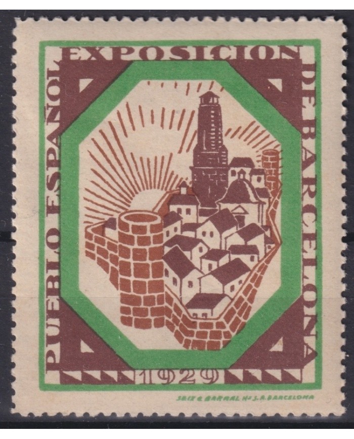 F-EX16838 SPAIN ESPAÑA 1929 CINDERELLA EXPO BARCELONA 45x54mm ORIGINAL GUM