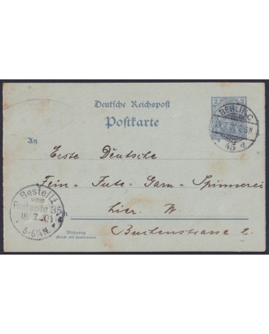 F-EX45936 GERMANY 1901 2pf POSTAL STATIONERY BERLIN.