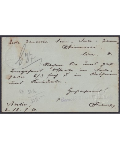 F-EX45936 GERMANY 1901 2pf POSTAL STATIONERY BERLIN.