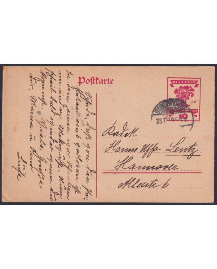 F-EX45940 GERMANY 1919 10pf POSTAL STATIONERY USED TREE.