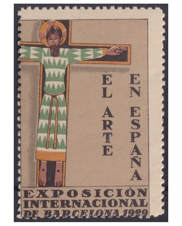 F-EX16842 SPAIN ESPAÑA 1929 CINDERELLA EXPO BARCELONA 35x52mm ORIGINAL GUM.
